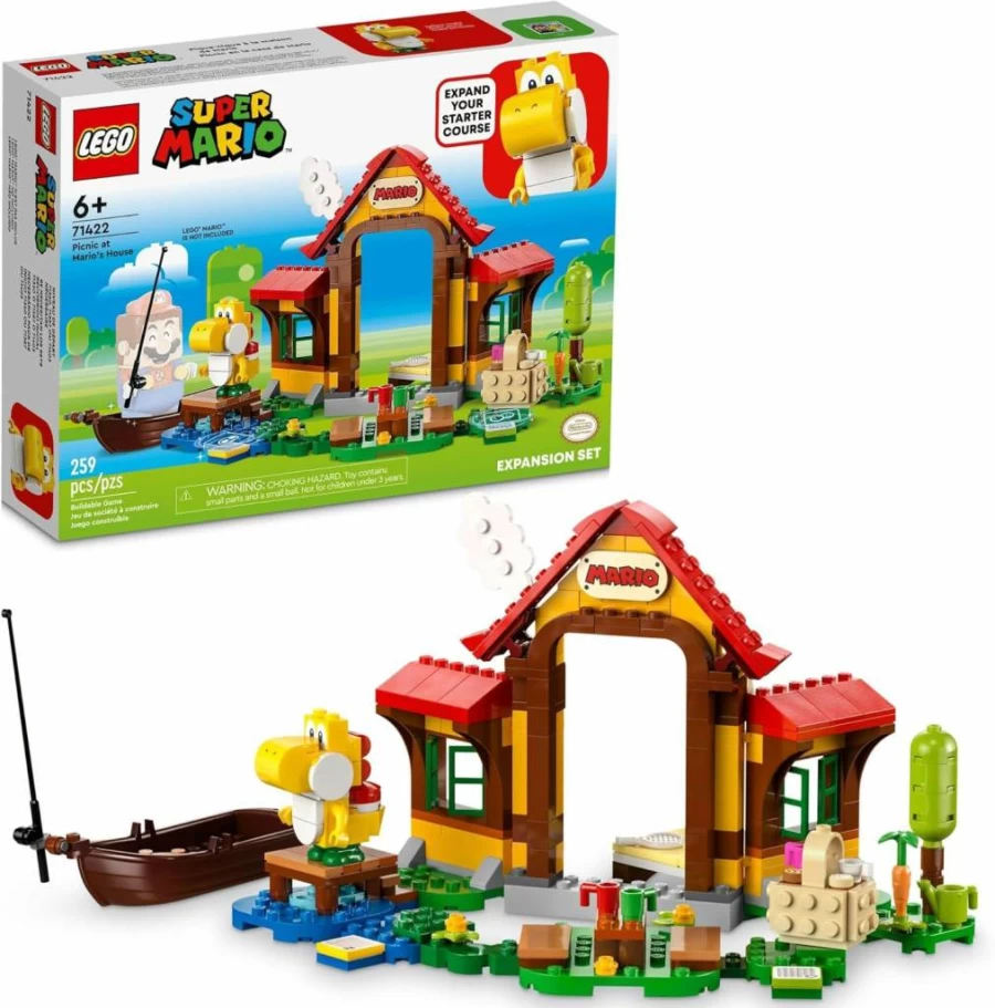 LEGO Super Mario Expansion Set 71422 - Picnic at Mario's House with Yellow Yoshi Figure, Buildable Toy for Starter Course, Gift for Kids Ages 6-8
