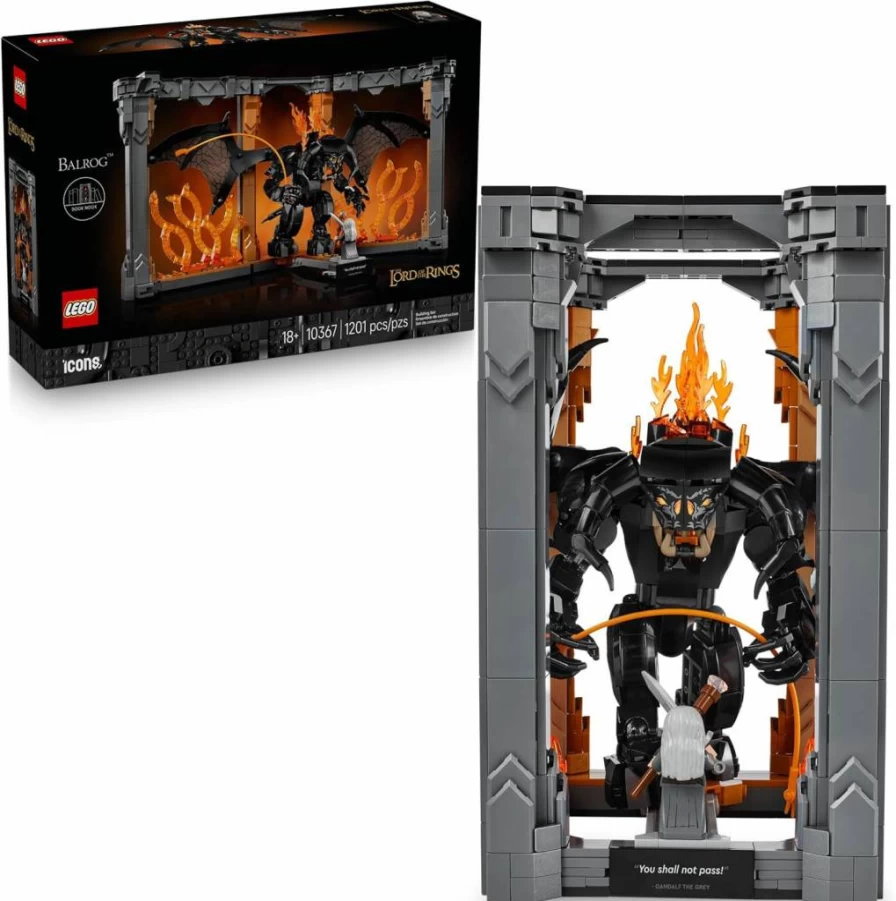 LEGO Icons The Lord of The Rings Balrog Book Nook 10367 Building Set for Adults with Gandalf Minifigure, DIY Crafts Home Decor Gift for Men & Collectors