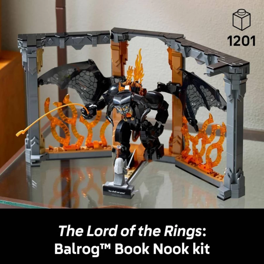 LEGO Icons The Lord of The Rings Balrog Book Nook 10367 Building Set for Adults with Gandalf Minifigure, DIY Crafts Home Decor Gift for Men & Collectors