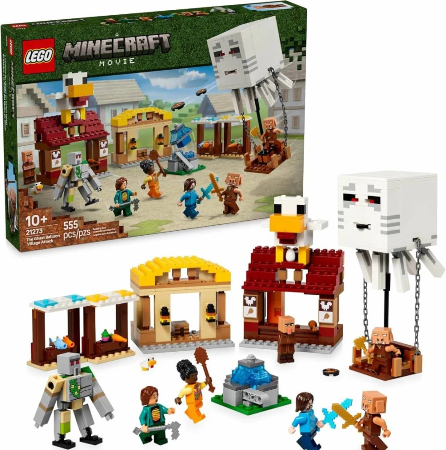 LEGO Minecraft 21273 Ghast Balloon Village Attack Building Set with Steve, Natalie & Dawn Minifigures - Creative Toy for Kids Ages 10+ - Perfect Birthday Gift for Boys and Girls