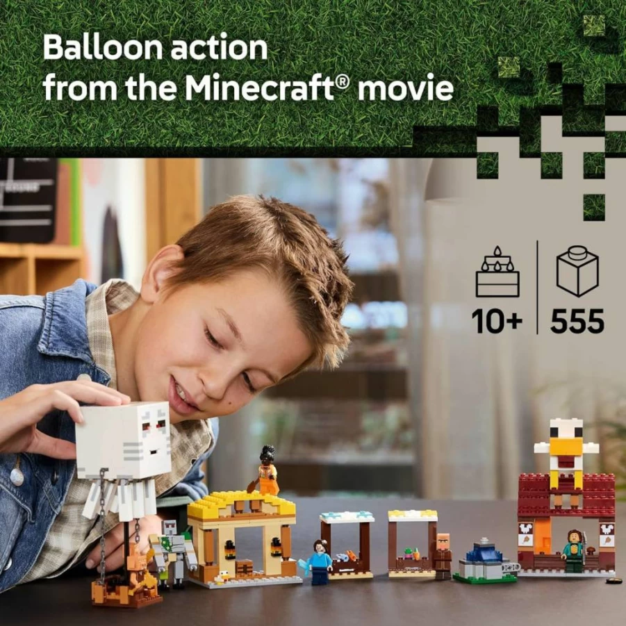 LEGO Minecraft 21273 Ghast Balloon Village Attack Building Set with Steve, Natalie & Dawn Minifigures - Creative Toy for Kids Ages 10+ - Perfect Birthday Gift for Boys and Girls