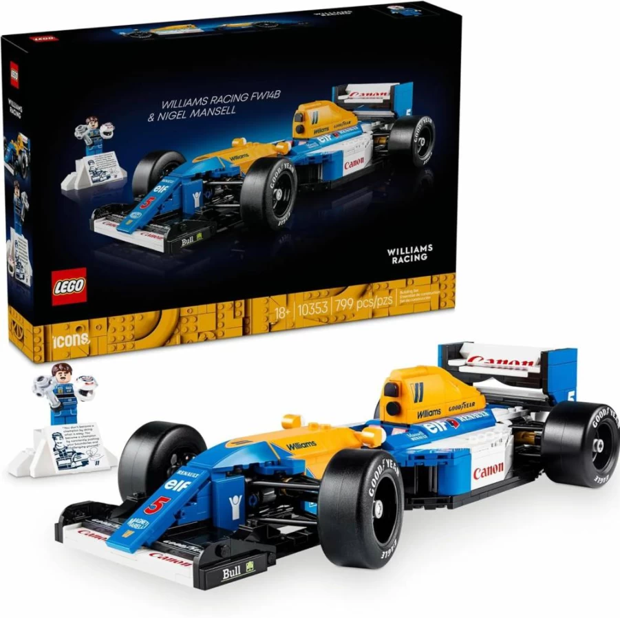 LEGO Icons Williams Racing FW14B Formula 1 Car Building Set 10353 - Nigel Mansell Collector's Model Kit for Adults, DIY F1 Display Gift for Men, Graduation Present