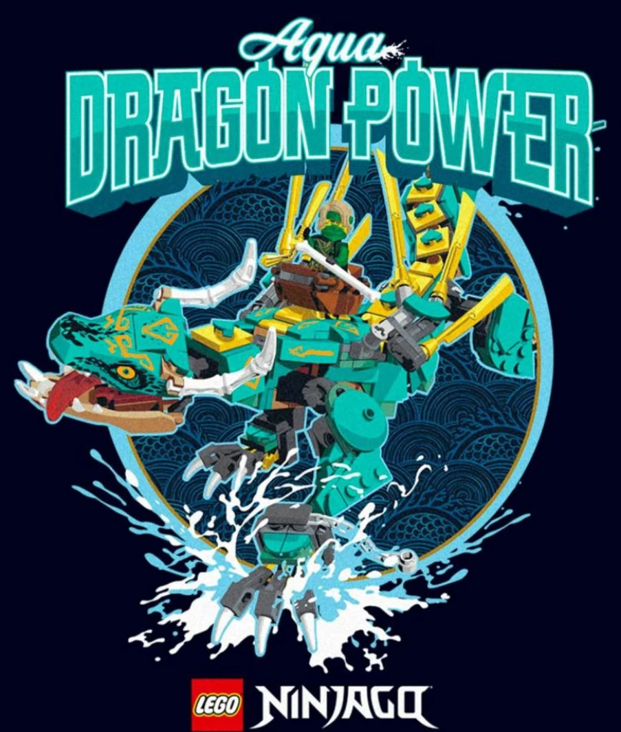 Fifth Sun Men's Lego Ninjago Aqua Dragon Graphic Short Sleeve T-Shirt