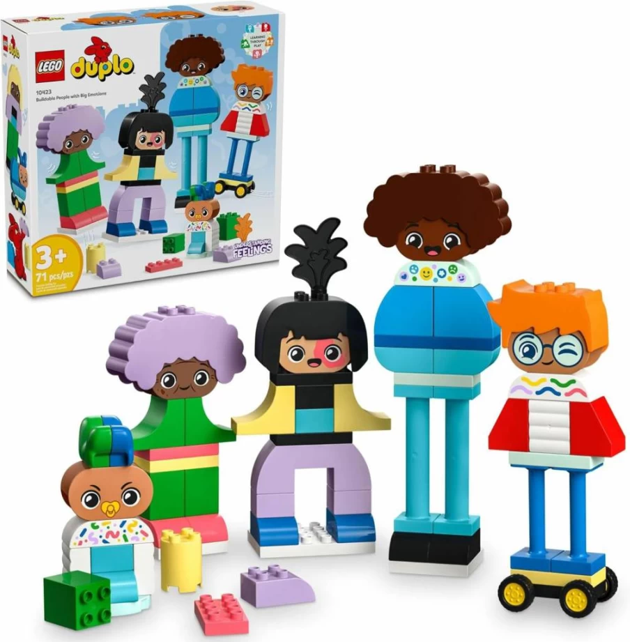 LEGO DUPLO 10423 Big Emotions Interactive Toy Set with 5 Buildable Characters, 10 Role-Play Faces & 71 Colorful Bricks for Creative Mix-and-Match Fun, Preschool Learning Toy for Ages 3+