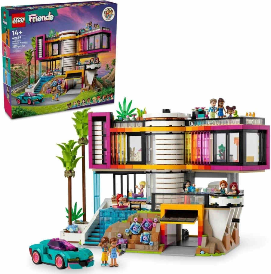 LEGO Friends Andrea's Modern Mansion 4-Story Dollhouse Building Set with 11 Mini-Doll Figures - Creative Gift for Kids Ages 14+ (Set 42639) - Birthday & Holiday Present for Girls and Boys