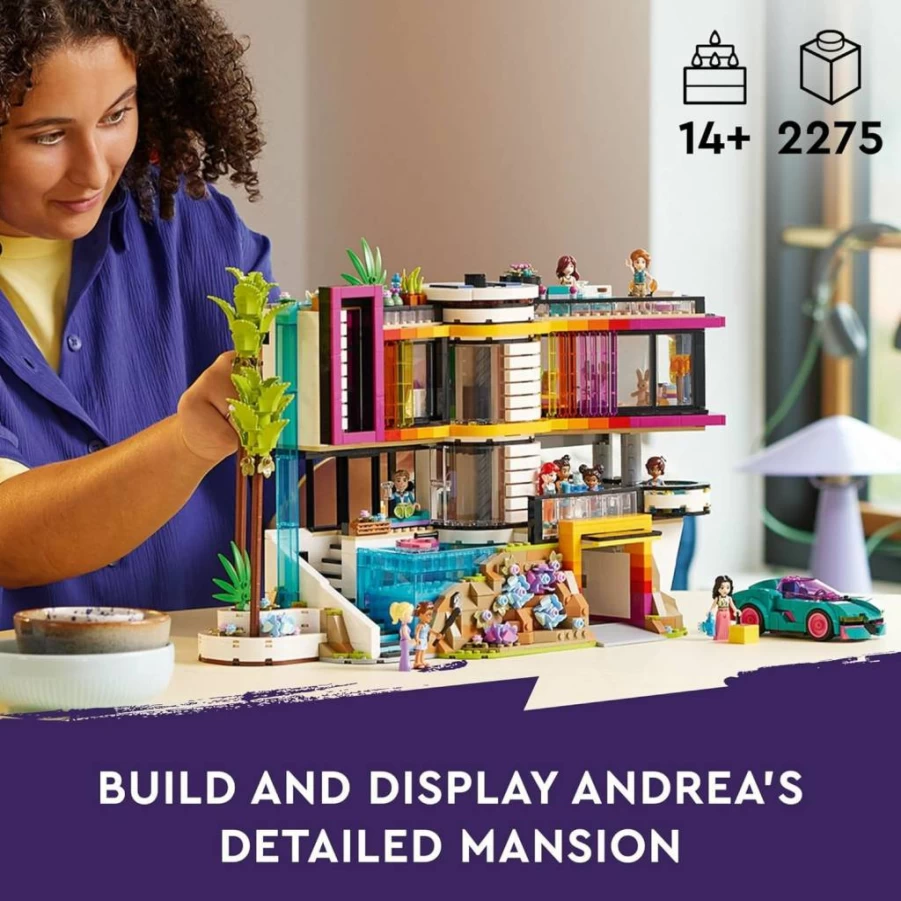 LEGO Friends Andrea's Modern Mansion 4-Story Dollhouse Building Set with 11 Mini-Doll Figures - Creative Gift for Kids Ages 14+ (Set 42639) - Birthday & Holiday Present for Girls and Boys