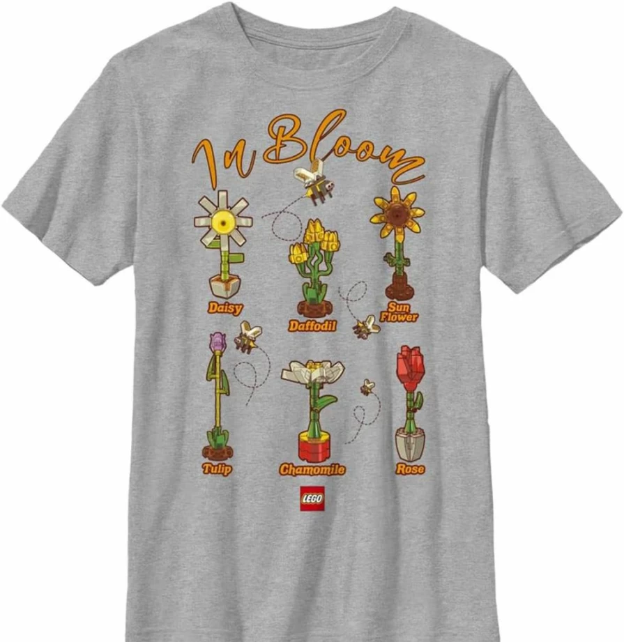 Fifth Sun Boys' Lego-Inspired Short Sleeve Graphic Tee with Bloom Design