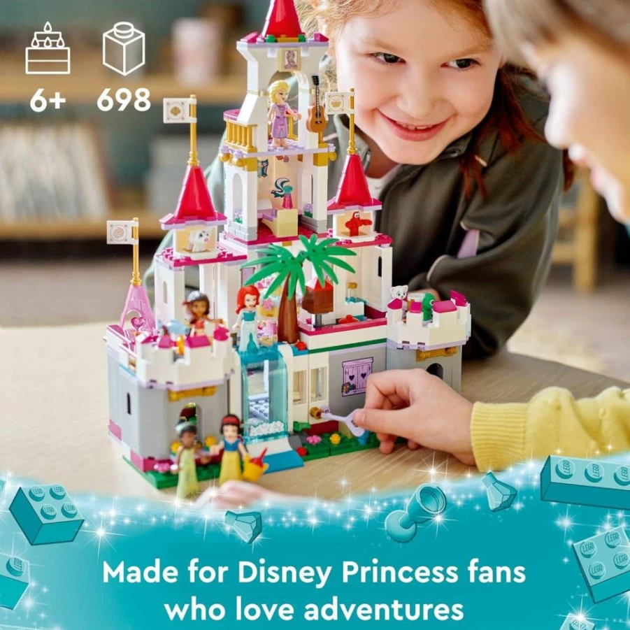 LEGO Disney Princess Ultimate Adventure Castle 43205 Building Set with 5 Mini-Dolls (Ariel, Rapunzel, Snow White) - Creative Gift for Kids, Boys & Girls
