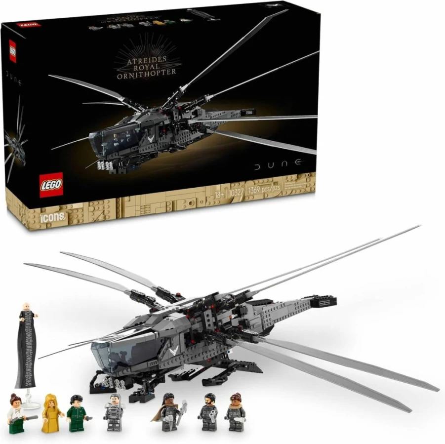 LEGO Icons Dune Atreides Royal Ornithopter 10327 Building Set for Adults with 8 Minifigures, Sci-Fi Movie Collectible Model Kit for Display & Gift