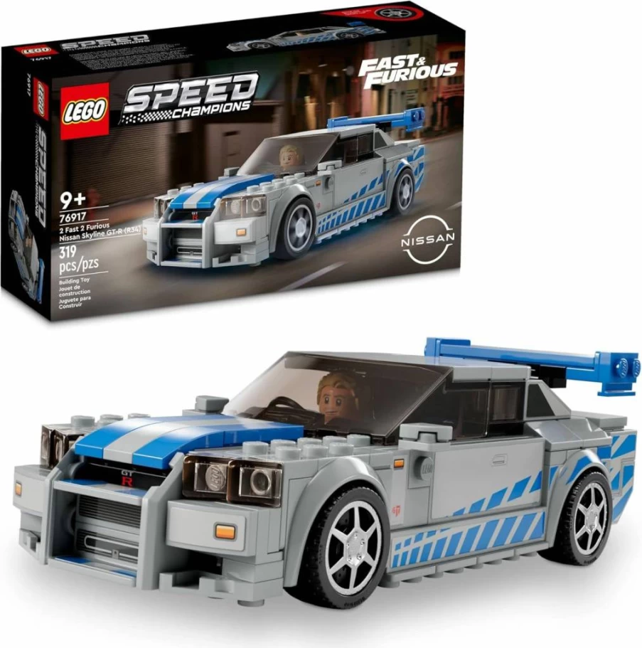 LEGO Speed Champions Nissan Skyline GT-R (R34) 76917 Building Kit with Minifigure, 2 Fast 2 Furious Model Car for Kids Ages 9+