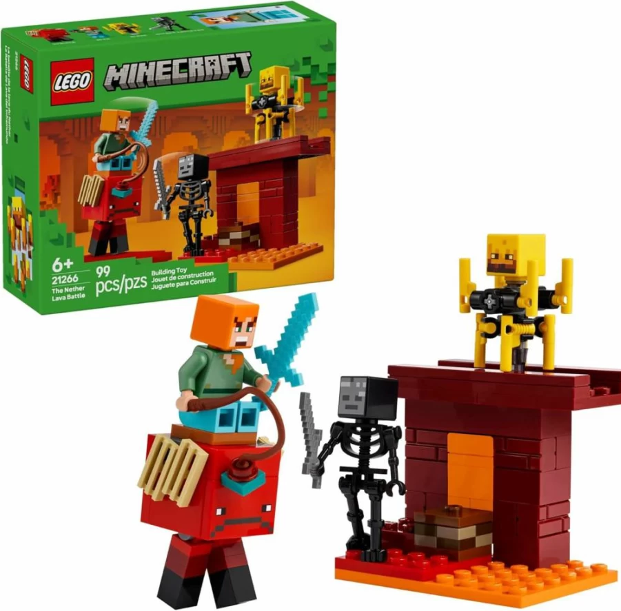 LEGO Minecraft The Nether Lava Battle Building Set 21266 with Alex, Wither Skeleton, Blaze & Strider Figures - Creative Toy for Kids Ages 6+ - Perfect Birthday Gift for Minecraft Fans
