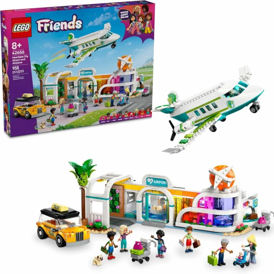 LEGO Friends Heartlake City Airport Building Set 42656 with Airplane, 7 Minidolls, Taxi & Dog Figure - Creative Toy for Kids Ages 8+ - Perfect Birthday Gift for Girls and Boys