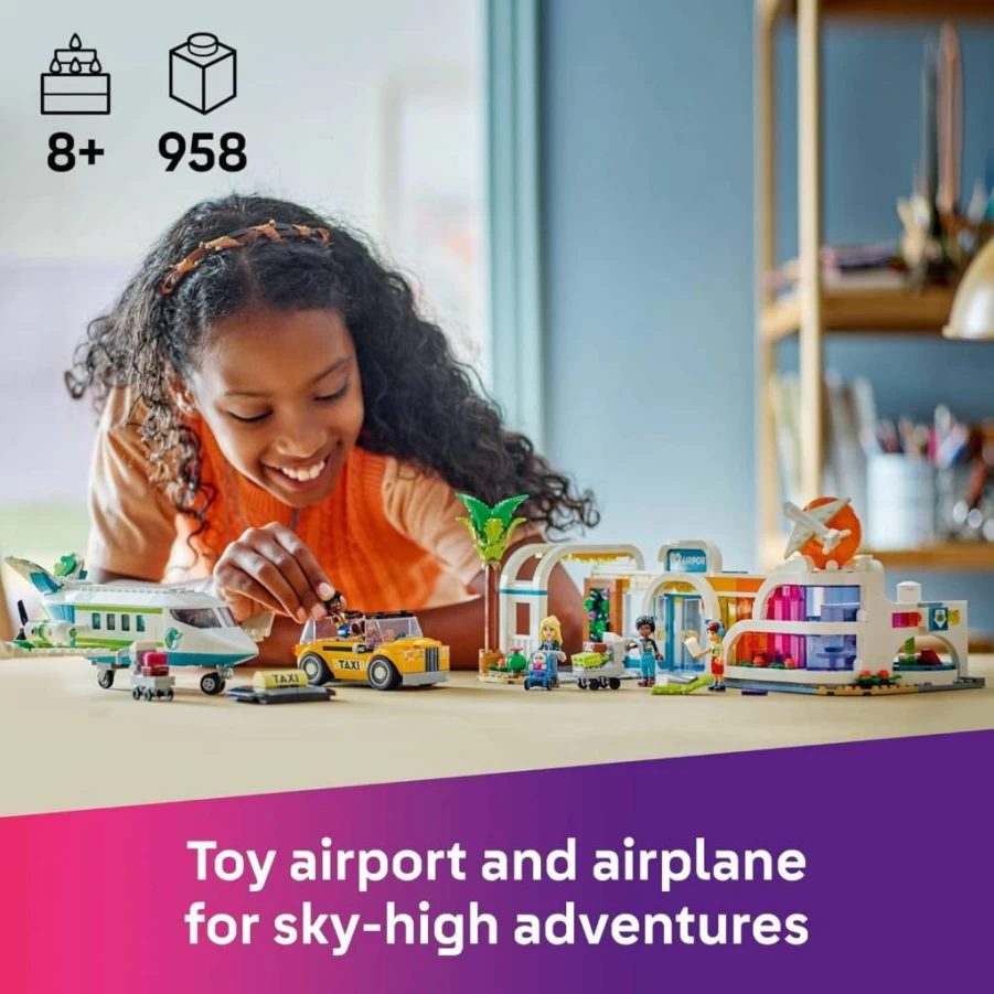 LEGO Friends Heartlake City Airport Building Set 42656 with Airplane, 7 Minidolls, Taxi & Dog Figure - Creative Toy for Kids Ages 8+ - Perfect Birthday Gift for Girls and Boys