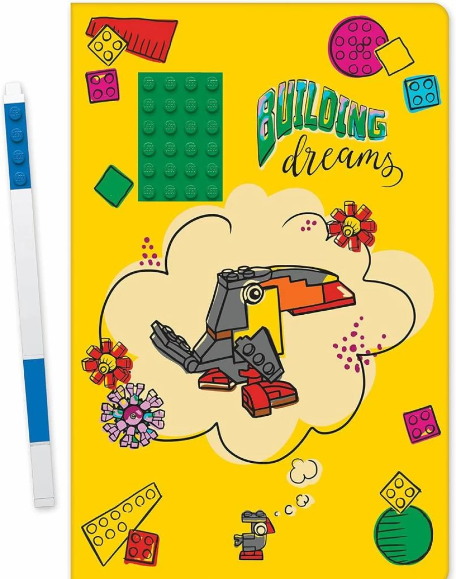 IQ Lego-Inspired Building Dreams Hardcover Notebook with Green Brick & Blue Gel Pen Set (52525) – Creative Stationery Gift