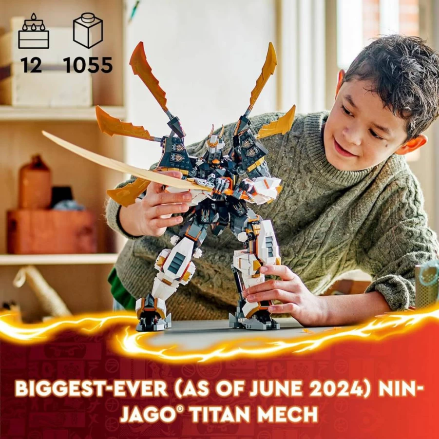 LEGO Ninjago 71821 Cole's Titan Dragon Mech Set with Ninja Minifigure, Dragon Wings & Accessories, Building Toy for Kids Ages 12+