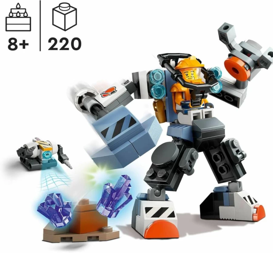 LEGO City 60428 Space Construction Mech Suit Building Kit with Pilot Minifigure & Robot Toy, Creative STEM Gift for Kids Ages 6+ | Boys & Girls Space Adventure Playset