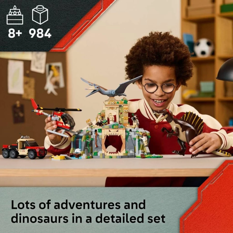 LEGO Jurassic World 76976 Spinosaurus & Quetzalcoatlus Air Mission Dinosaur Building Set with Toy Figures, Creative Play Gift for Kids Ages 8 and Up