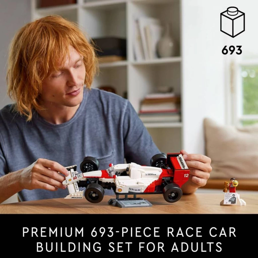 LEGO Icons McLaren MP4/4 Formula 1 Racing Car Building Set with Ayrton Senna Minifigure 10330 - Collectible Model Kit for Adults, Perfect Gift for F1 Fans and Graduation