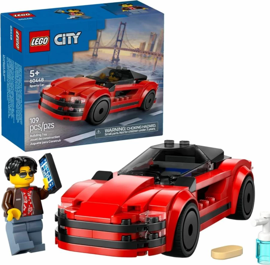 LEGO City 60448 Red Sports Car Building Toy with Driver Minifigure - Creative Educational Gift for Kids Ages 5+ - Perfect for Birthdays & Holidays