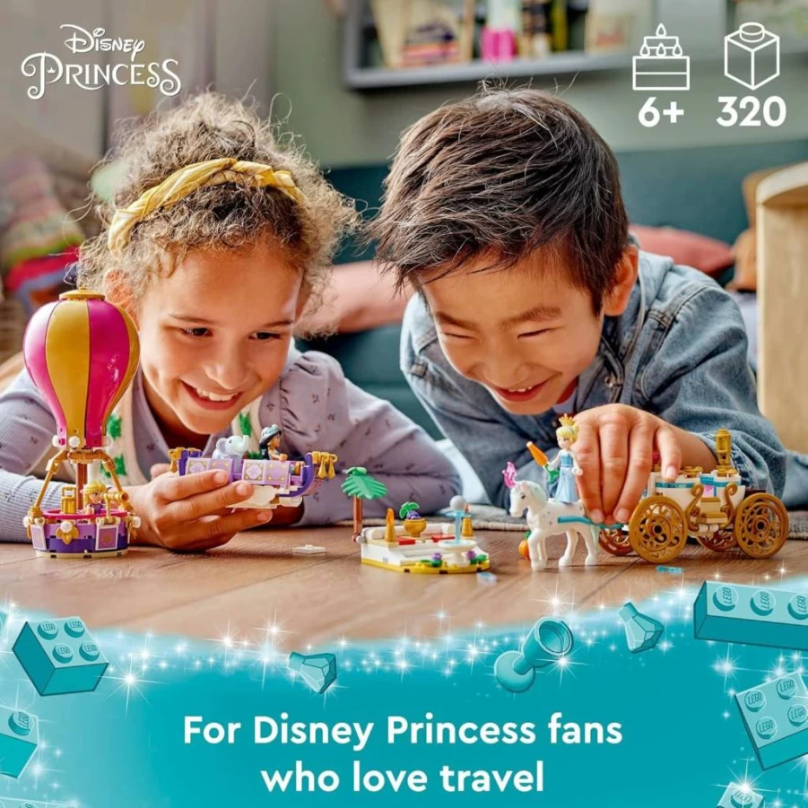 LEGO Disney Princess Enchanted Journey 3-in-1 Building Set with Cinderella, Jasmine & Rapunzel Mini Dolls, Toy Horse Carriage & Hot Air Balloon, Creative Gift for Kids Ages 6+ (43216)