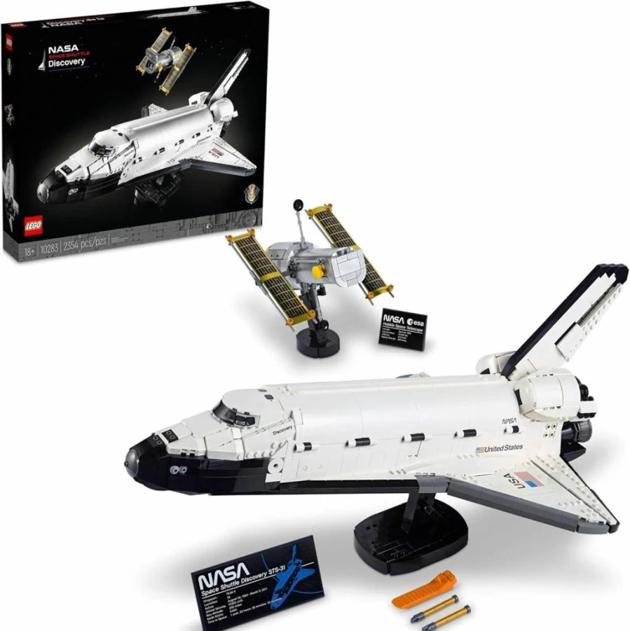 LEGO NASA Space Shuttle Discovery 10283 Building Kit for Adults with Hubble Telescope - Collector's Model Set for Home Office Display, STEM Gift Idea