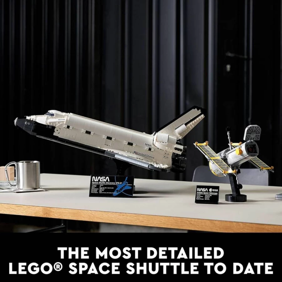 LEGO NASA Space Shuttle Discovery 10283 Building Kit for Adults with Hubble Telescope - Collector's Model Set for Home Office Display, STEM Gift Idea