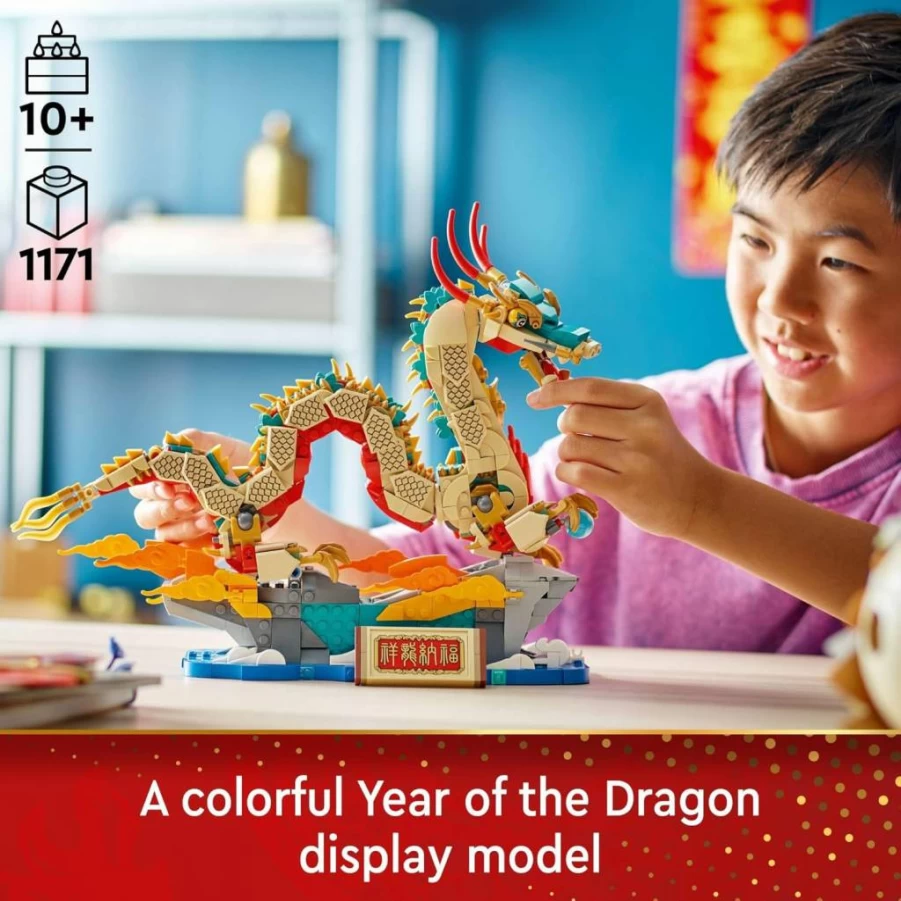 LEGO 80112 Auspicious Dragon Building Set, Chinese New Year Dragon Model Kit for Kids Ages 10+, Creative Spring Festival Gift for Boys and Girls