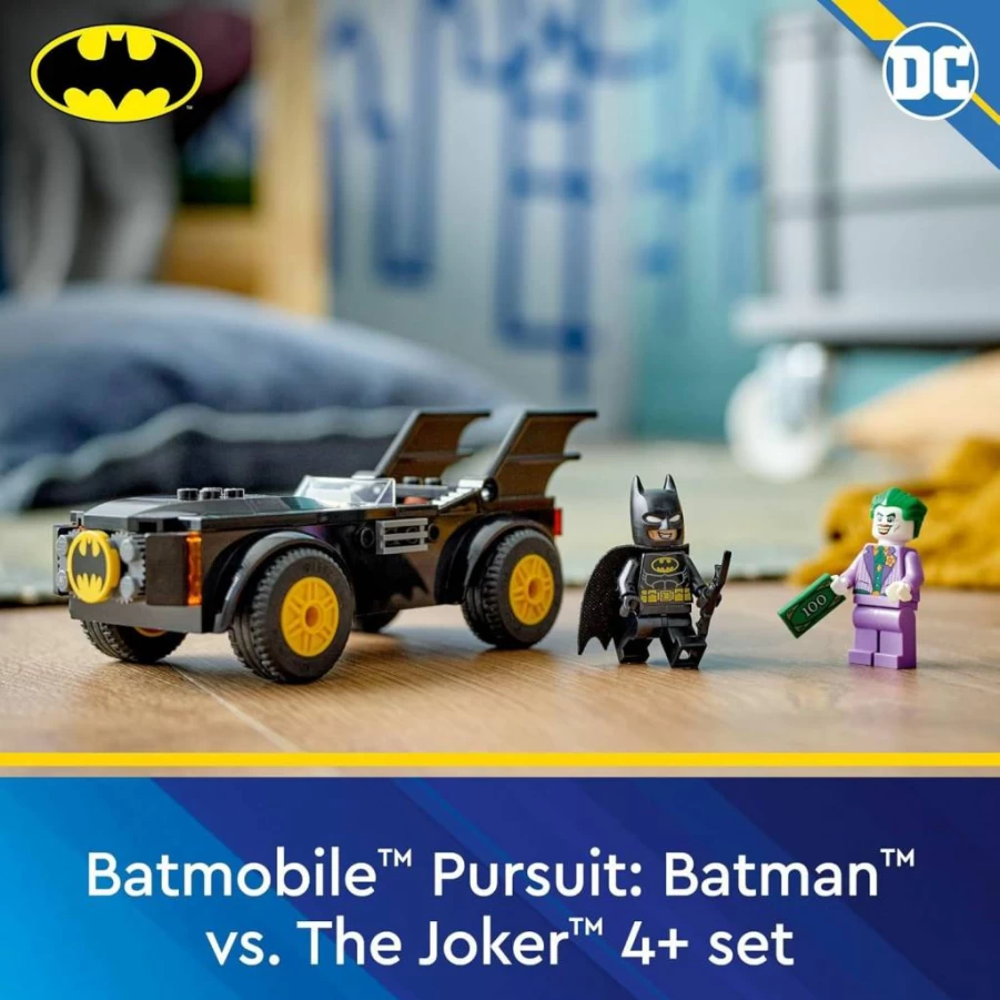 LEGO DC Batman Batmobile 76264 Building Set – Batman vs Joker Toy Car for Kids Ages 4+, Fast Build Superhero Playset with Minifigures