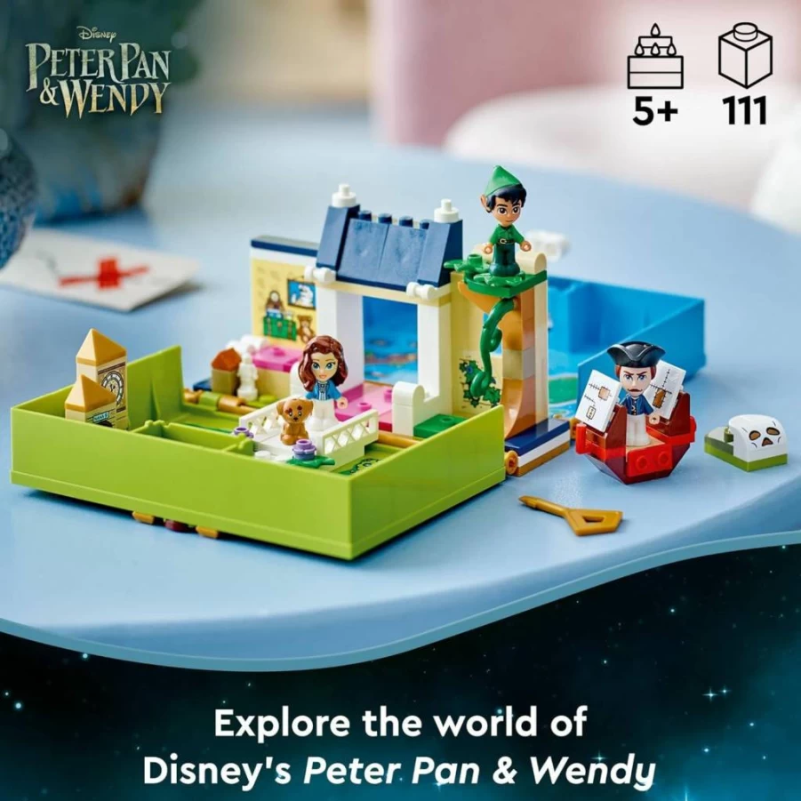 LEGO Disney Peter Pan & Wendy’s Pirate Ship Adventure 43220 Portable Playset with Micro Dolls, Travel Toy for Kids Ages 5+ | Creative Building Set