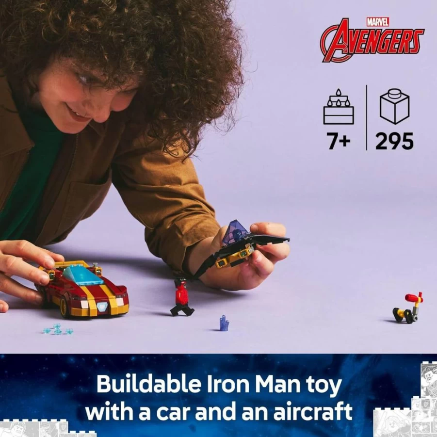 LEGO Marvel Superheroes 76310 Building Kit: Iron Man Car & Black Panther vs. Red Hulk with 3 Minifigures - Creative Gift for Kids Ages 7+ (Boys & Girls) - Birthday Present
