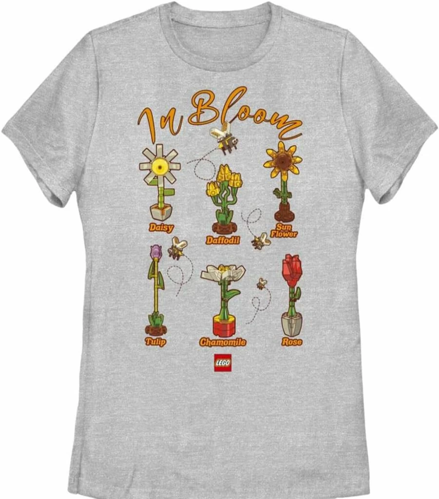 Fifth Sun Women's Short Sleeve Heather Tee Shirt - Lego Iconic Textbook Inbloom Design