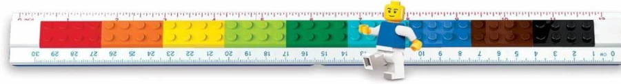 IQ Buildable Ruler with Minifigure - Creative Stationery for Kids Ages 6+, Customizable Measuring Tool with LEGO-Compatible Design (Colors May Vary)