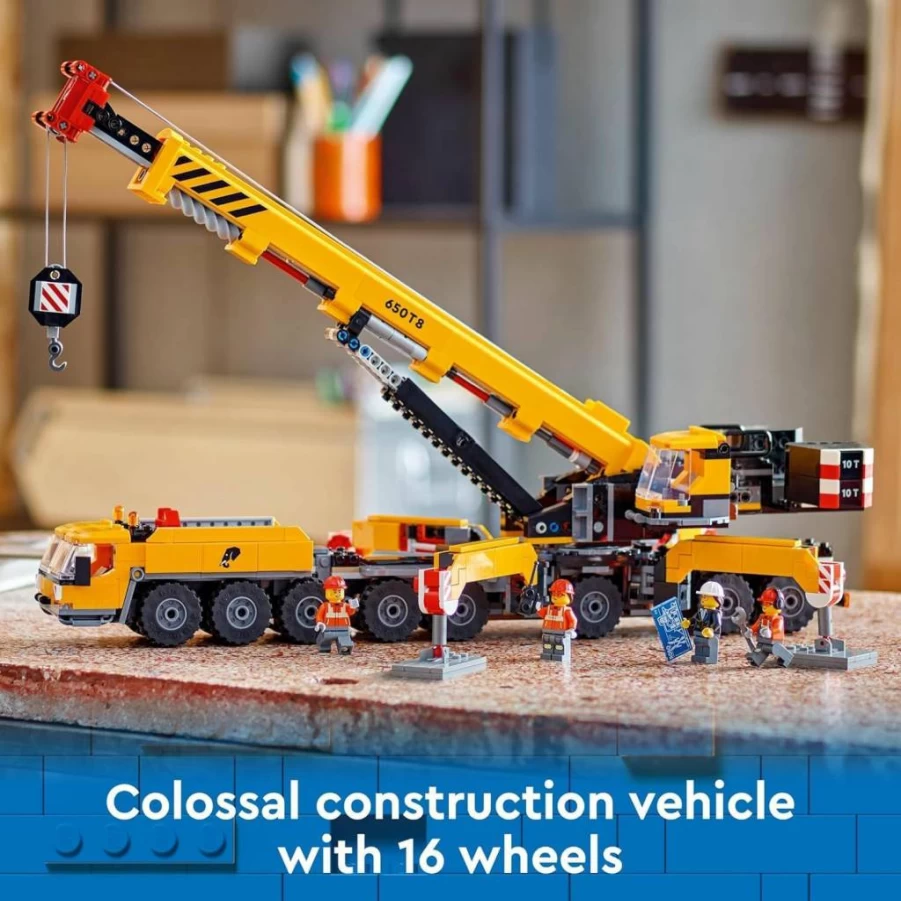 LEGO City Mobile Construction Crane Toy Set 60409 with Extendable Boom & 4 Minifigures, Creative Building Kit for Kids, Boys & Girls, Ideal Birthday Gift for Construction Role Play