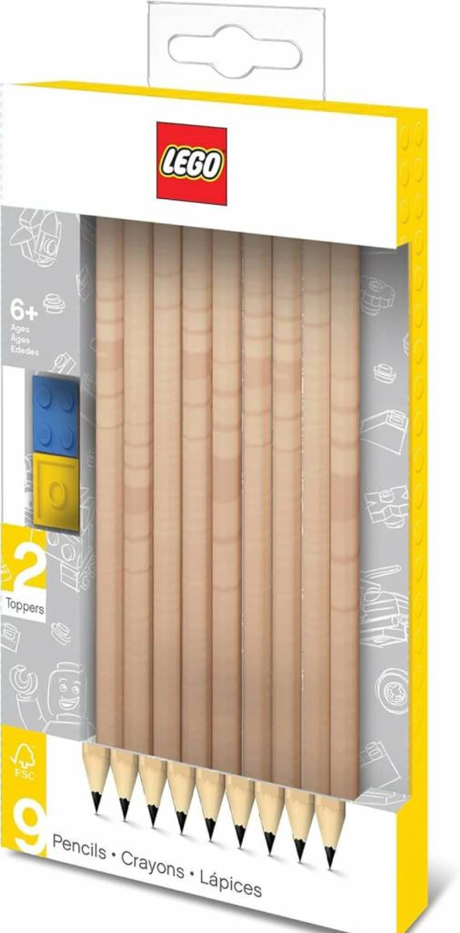 IQ 9-Piece Lego-Inspired Graphite Pencil Set for Creative Writing and Collectors
