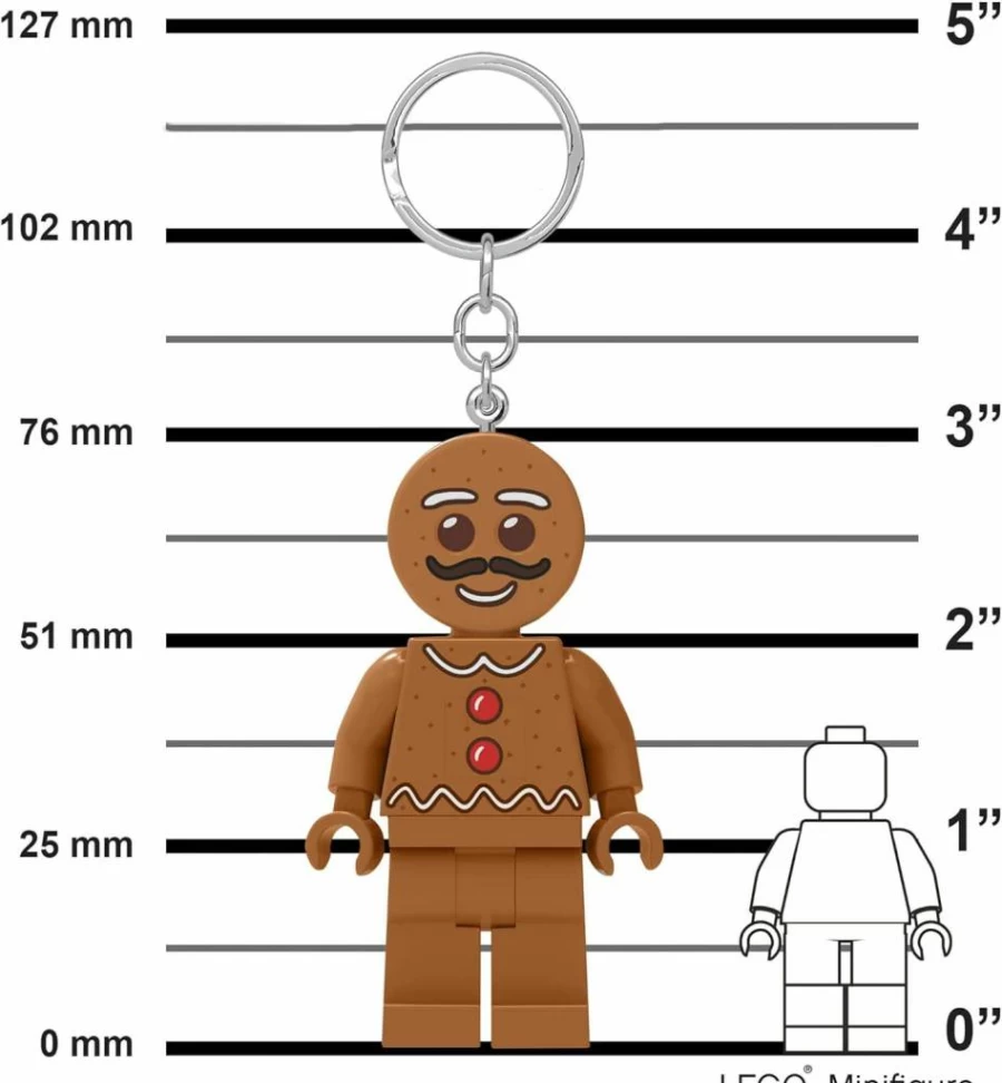 IQ 3 Inch Tall Gingerbread Man Lego Minifigure Keychain Light with Keyring - Ke182H