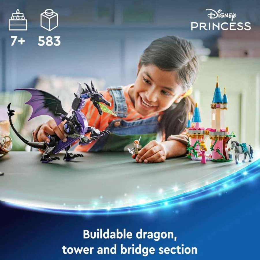 LEGO Disney Princess Maleficent Dragon Building Set 43240 | Sleeping Beauty Castle Toy with Aurora Figure | Creative Gift for Kids Ages 7+ (Boys & Girls)