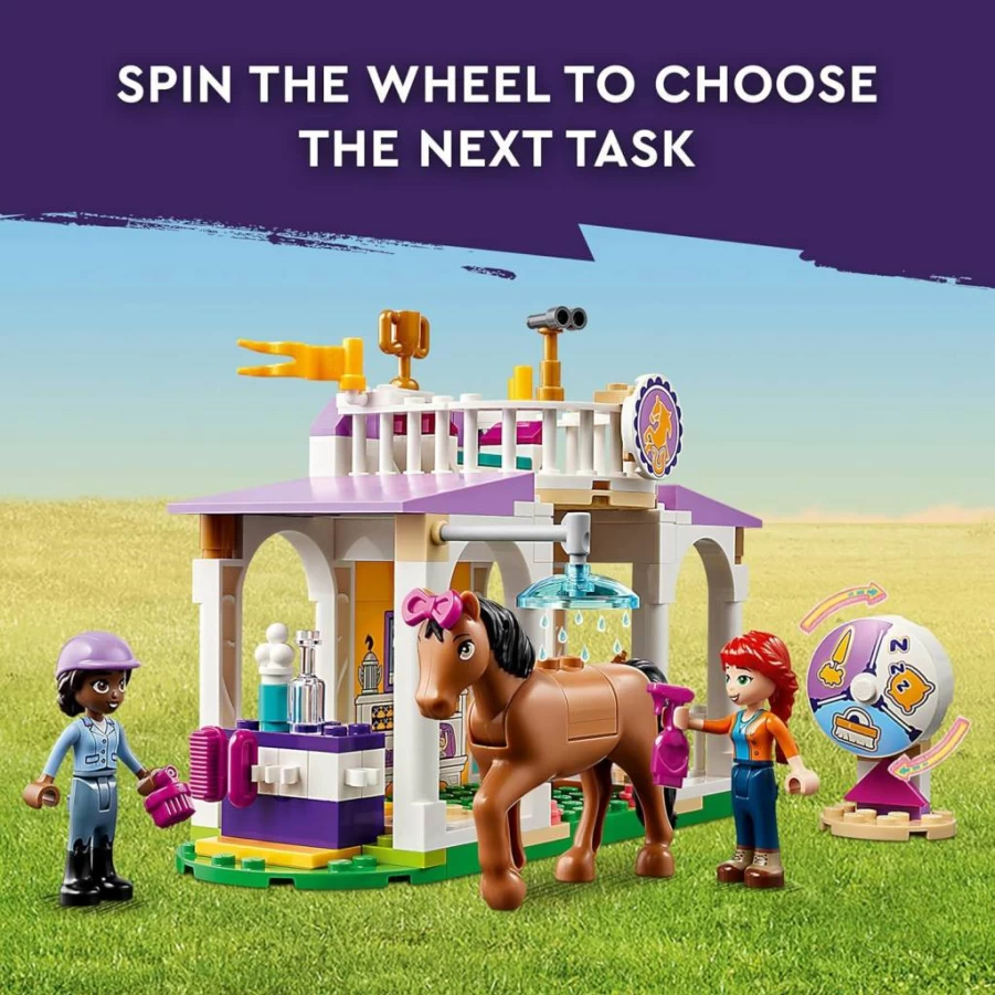 LEGO Friends 41746 Horse Training & Stable Building Toy Set with 2 Mini-Dolls, 2 Horses, and Animal Care Accessories, Creative Gift for Kids Ages 4+