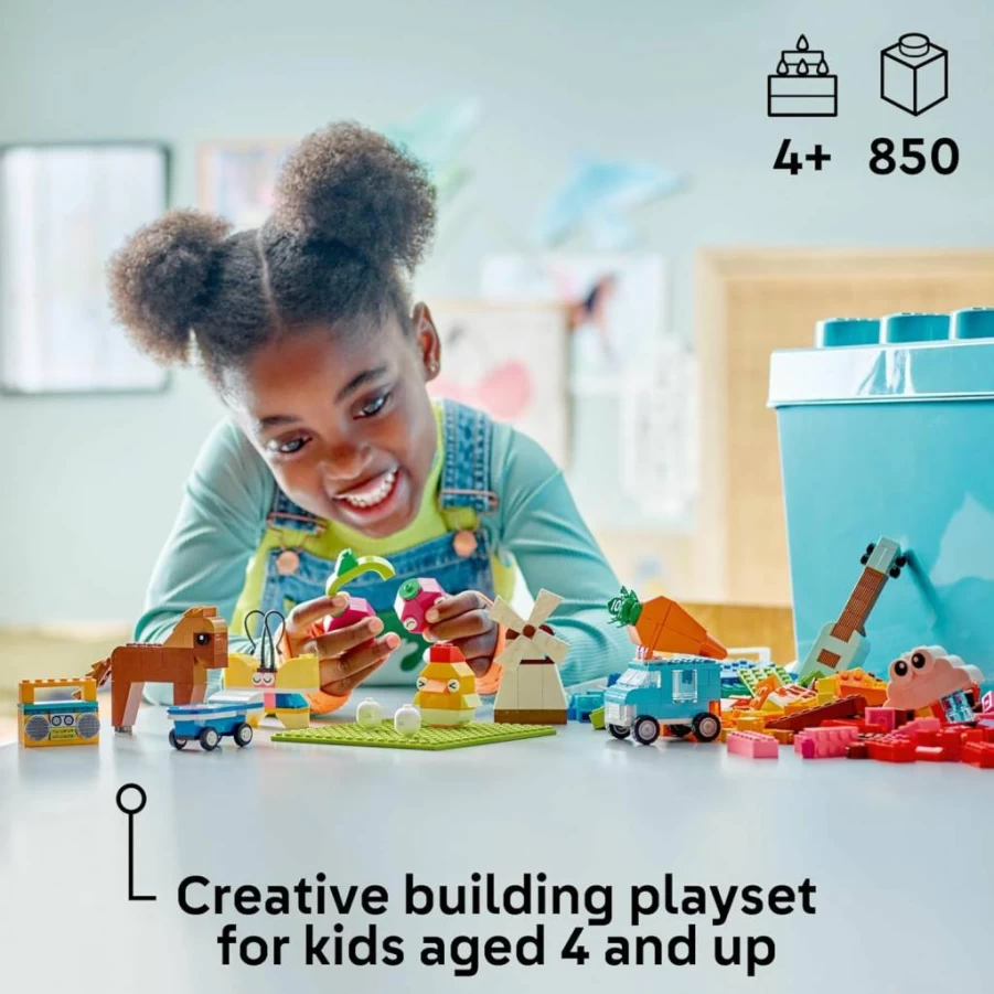 LEGO Classic 11038 Vibrant Creative Brick Box Building Set with Unicorn, Skateboard, Guitar & Plane - Sensory Arts & Crafts Toy for Kids Ages 4+ | Perfect Birthday Gift for Boys and Girls