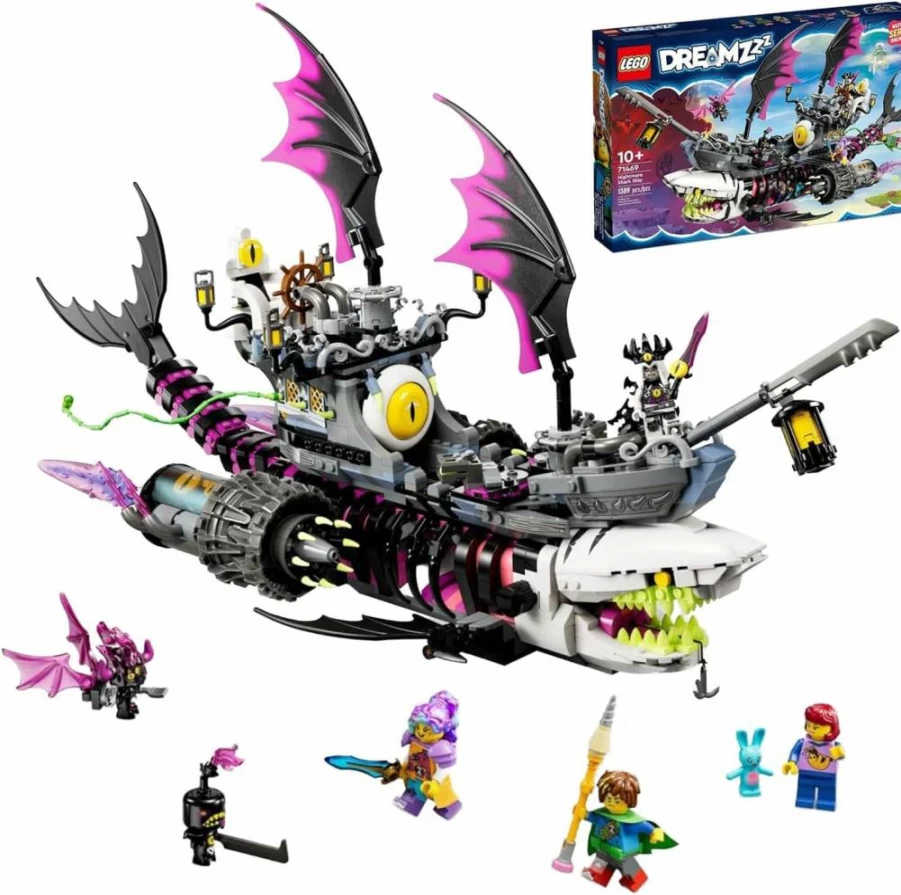 LEGO Dreamzzz Nightmare Shark Ship 71469 Building Toy Set – Convertible Pirate Ship or Monster Truck with 4 Minifigures & Shark Figure, Creative Gift for Kids Ages 10+