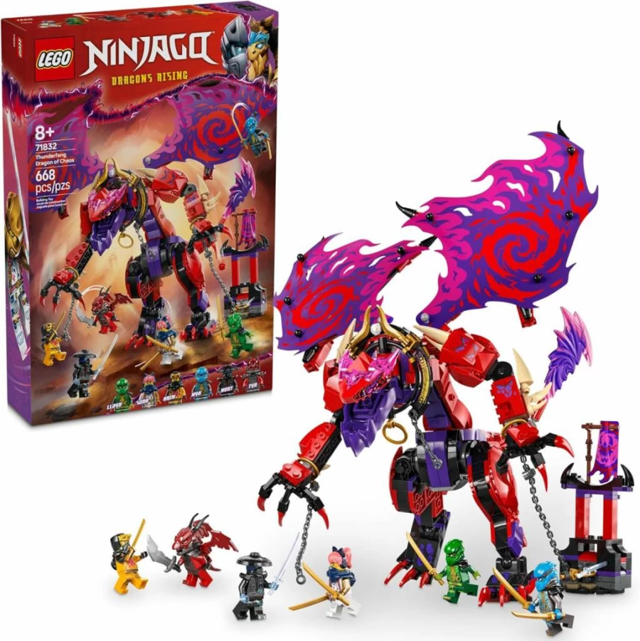 LEGO Ninjago 71832 Thunderfang Dragon of Chaos Building Set with 6 Minifigures & Poseable Dragon Toy for Kids Ages 8+ | Boys & Girls Birthday Gift Idea