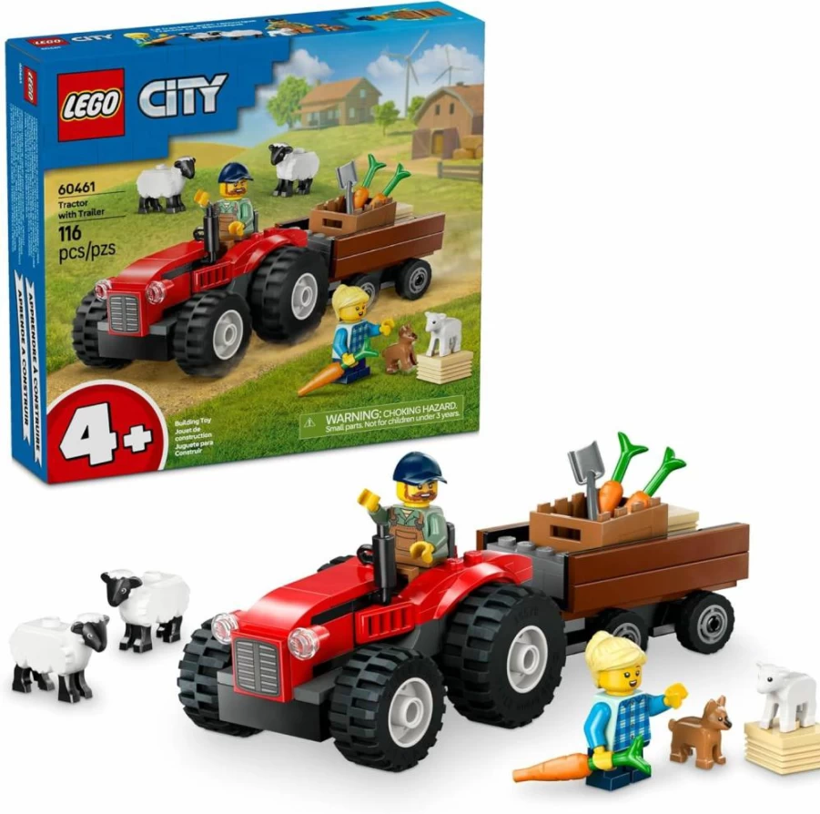 LEGO City Farm Tractor with Trailer & Sheep Toy Set - 60461 Building Kit for Kids Ages 4+, Educational Farm Animal Playset for Boys & Girls, Creative Birthday Gift for Preschoolers