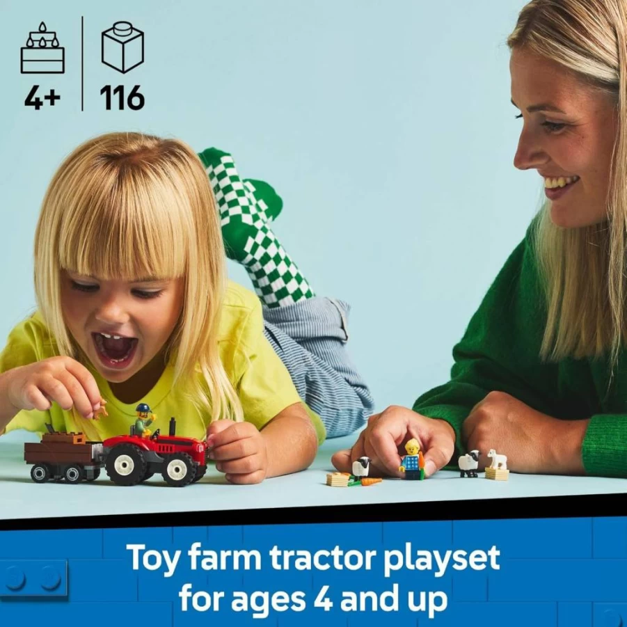 LEGO City Farm Tractor with Trailer & Sheep Toy Set - 60461 Building Kit for Kids Ages 4+, Educational Farm Animal Playset for Boys & Girls, Creative Birthday Gift for Preschoolers