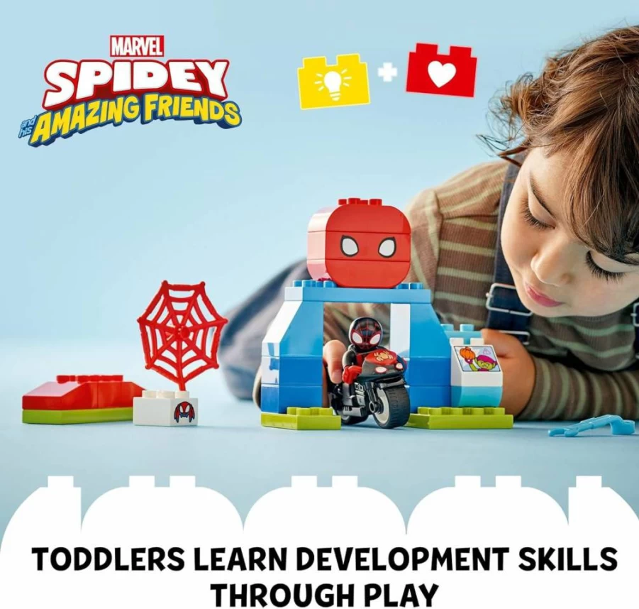 LEGO DUPLO Marvel Spidey Motorcycle Adventure Set 10424, Build & Rebuild Toy for Toddlers Ages 2+, Based on Spidey and His Amazing Friends TV Show