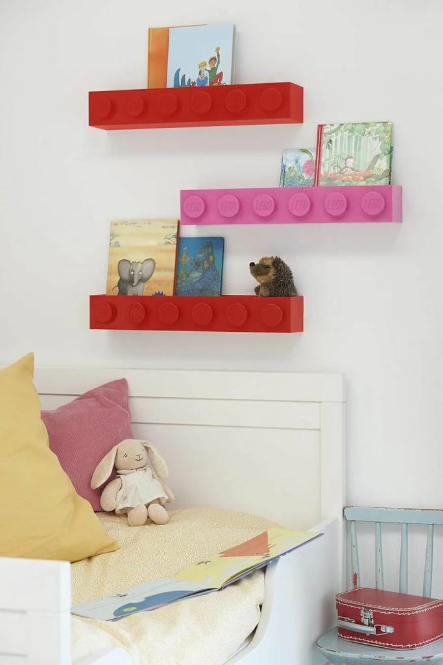 Room Copenhagen LEGO Book Shelf - Red Floating Wall Storage for Display & Organization