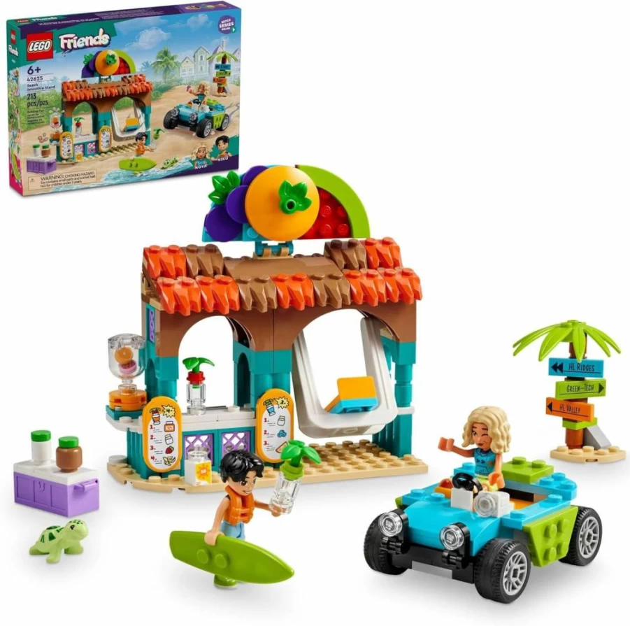 LEGO Friends 42625 Beach Smoothie Stand Toy Set with 2 Mini Dolls, Turtle Figure, and Pretend Play Accessories for Kids Ages 6+