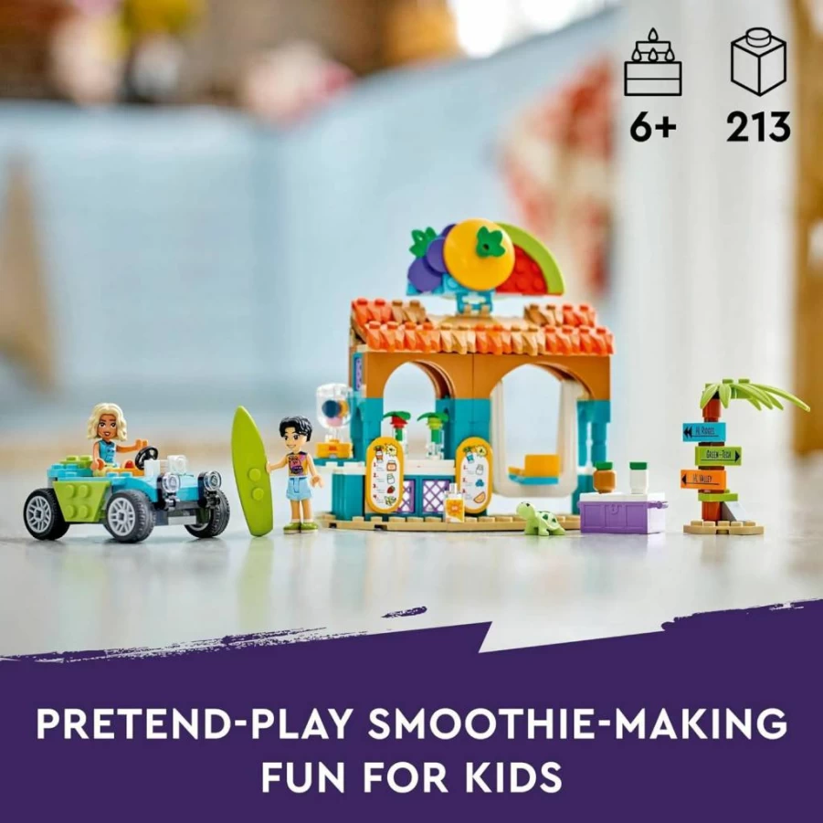 LEGO Friends 42625 Beach Smoothie Stand Toy Set with 2 Mini Dolls, Turtle Figure, and Pretend Play Accessories for Kids Ages 6+