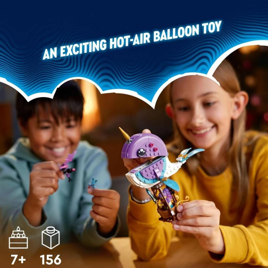 LEGO Dreamzzz Transforming Narwhal Whale Hot-Air Balloon Toy Set 71472 - Convertible Deep-Sea Animal & Bunny Figure for Kids Ages 7+