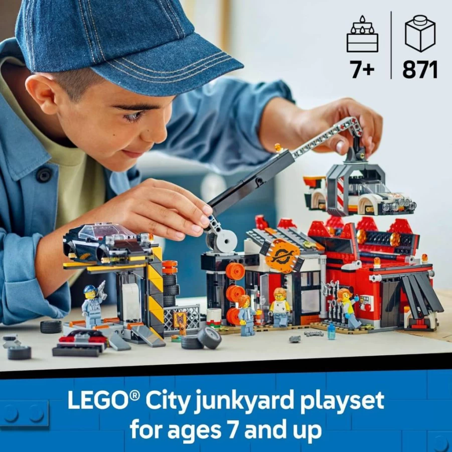 LEGO City Scrapyard Building Set 60472 - Toy Cars, Mini Figures & Playset for Kids Ages 7+ | Creative Pretend Play, Educational Gift for Boys & Girls | STEM Learning Birthday Present
