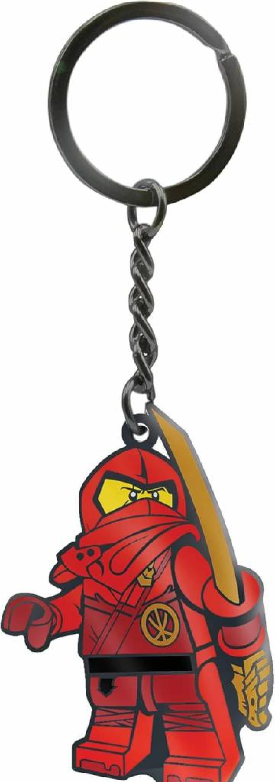 IQ Metal Keychain with Enamel Lego Ninjago Kai Design - 4.5 Inch Car Keys, Backpack, Purse Accessory (53337)