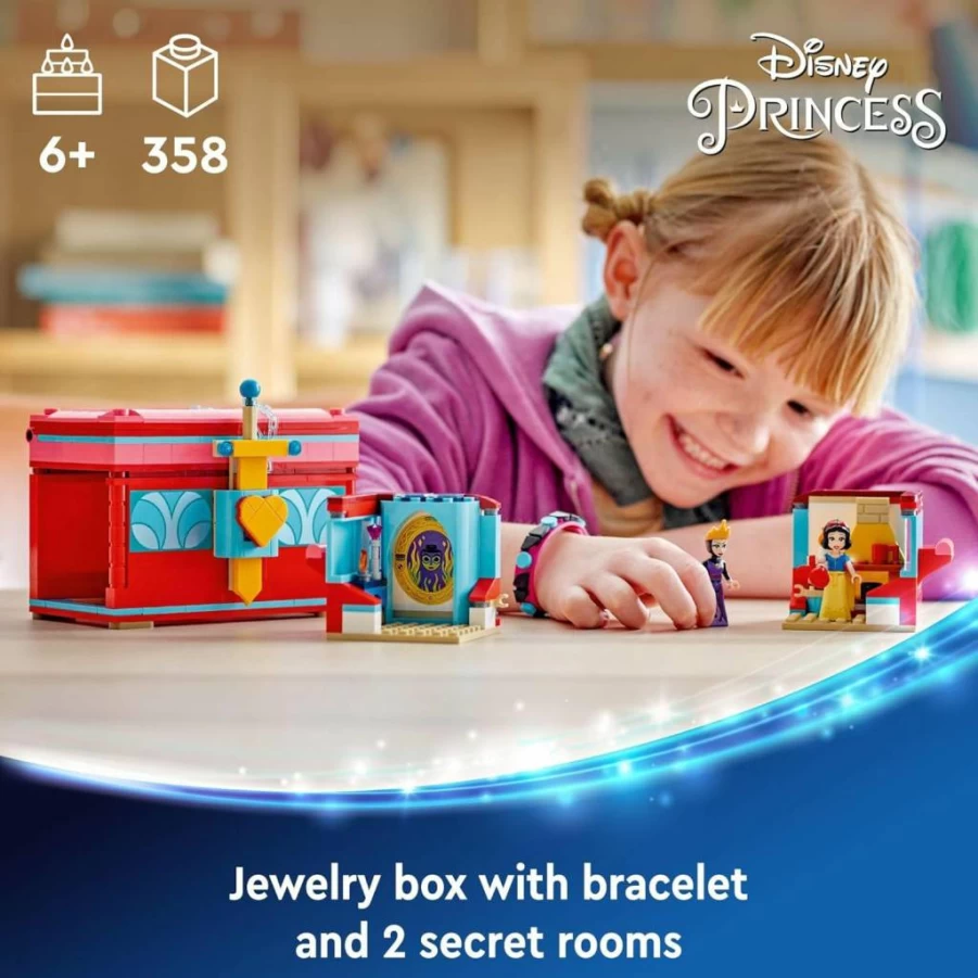 LEGO Disney Snow White and the Evil Queen Jewelry Box Building Toy Set 43276 with Mini Doll Figures, Bracelet, and Birthday Gift for Kids Ages 6+